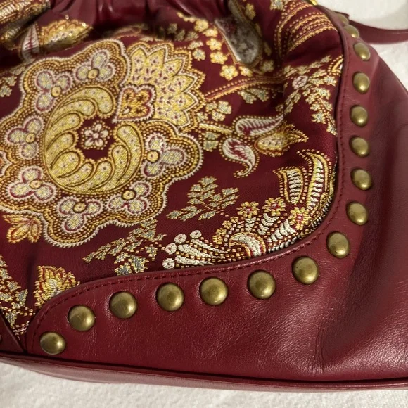 Isabella Fiore Leather & Tapestry Small Shoulder or Handbag With Studs Detail - Picture 12 of 16